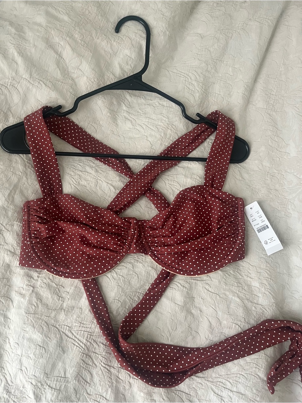 Brown & White J. Crew Polka Dot Bikini Top 34DD NWT